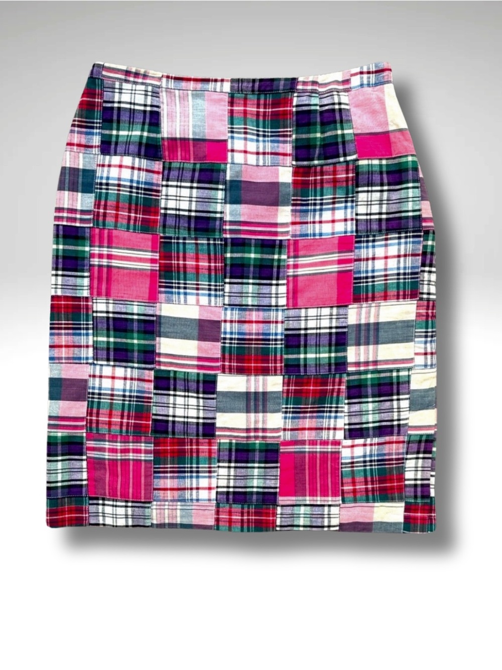 Cape Madras Patchwork Plaid Cotton Pencil Skirt Size 0 Preppy Coastal